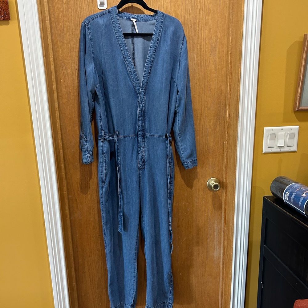 Free People Indigo Denim jumpsuit size large